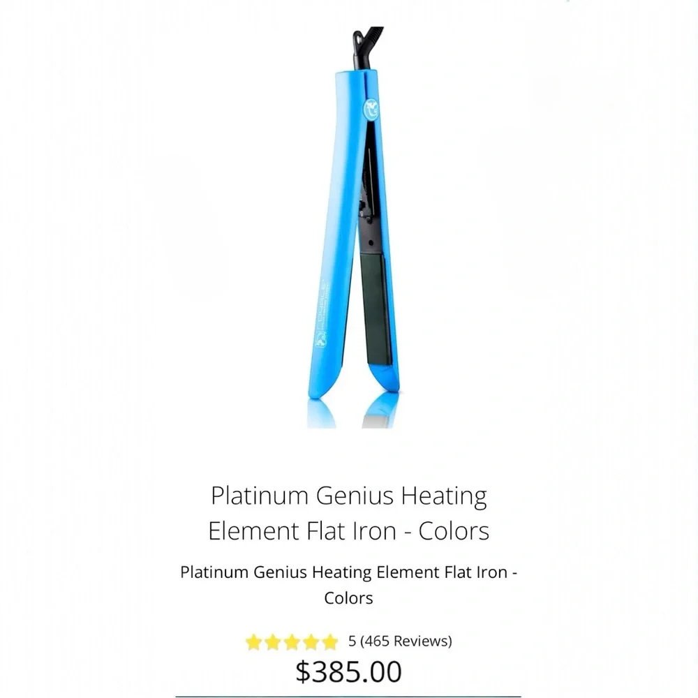 Platinum Genius Heating Element Tiffany Blue 1.25" Flat Iron MSRP $385 - Picture 5 of 7